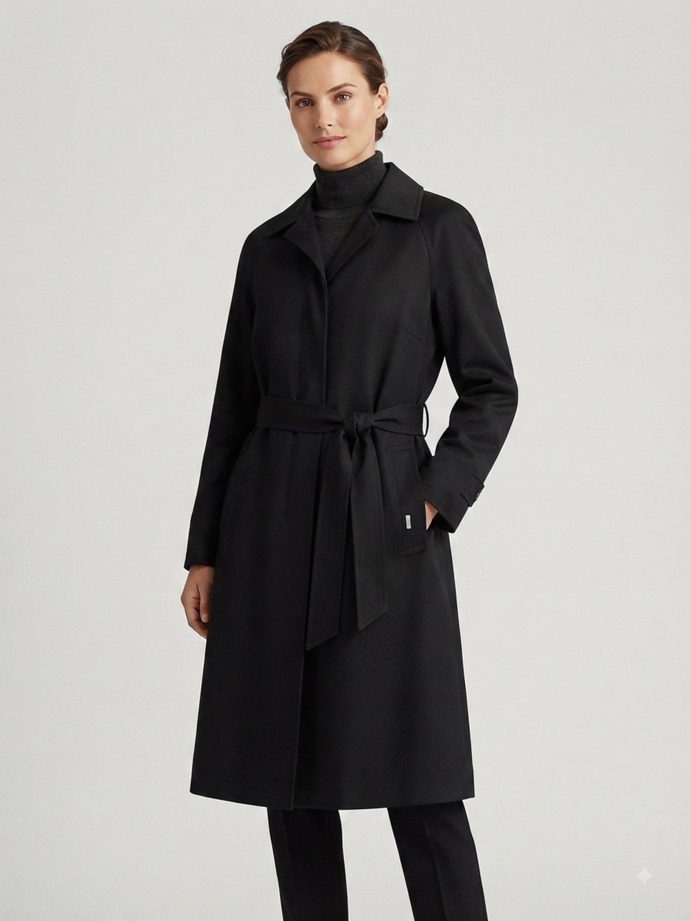 London Fog Vintage Women's Black Belted Trench Coat Size 12